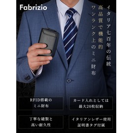 Fabrizio Card Case for Men, Card Holder, Coin Pouch, Large Capacity, 20 Cards, Accordion Type, High-Quality Italian Leather, Genuine Leather, Credit Card Case, Magnetic and Skimming Protection, blue