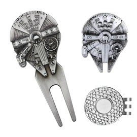 K9King Premium Golf Divot Tool & Star War Falcon Ball Marker with Magnetic Hat Clip - Premium Accessories for Enhanced Golfing Fun and Funny Unique Golf Gifts for Men - Women Golfers - Groove Cleaner