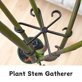 Guokoo 4 Pcs Plant Stem Support Reusable Plant Growth Accessories, Different Sizes Climbing Plant Stakes for Indoor Plants to Decorative (Black)