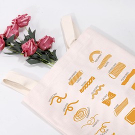 MEIKIUP Italian Pasta Lover Gift Pasta Handbag Italian Gifts Foodie Tote Bag Pasta Eating Gift Pasta Types Shoulder Bag (Fettuccine TB)