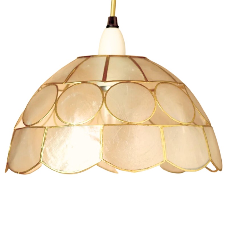 10' Diameter Natural Shell Lampshade Pendant - Great for Bedrooms,