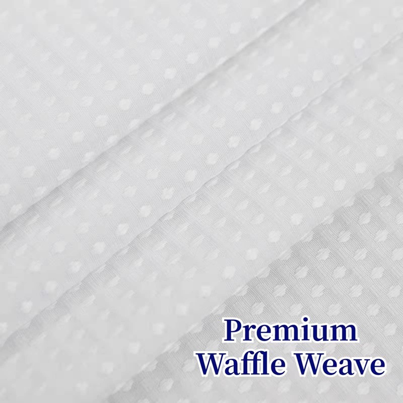 CYPL No Hooks Required Waffle Weave Shower Curtain with Snap