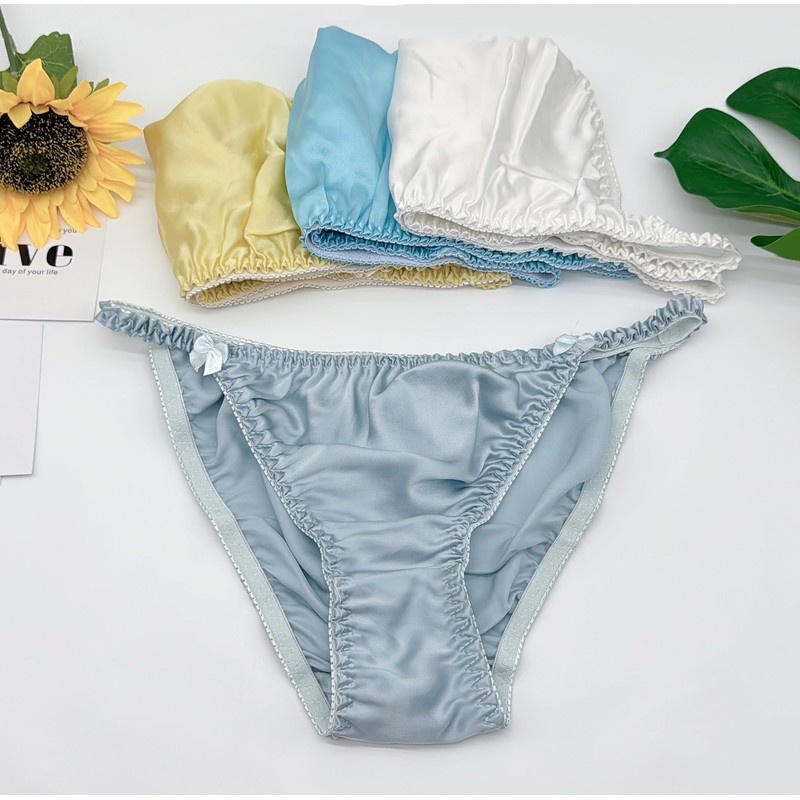 Farlenoyar Ropa interior de playa para mujer, 100% seda, suave,