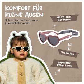 Maesy Baby Sunglasses for 0-2 Years - UV400 Polarised Protection - Flexible and Flexible Frame - Adjustable Elastic Band - Safe and Comfortable Baby Sunglasses - Heart - Maes, purple