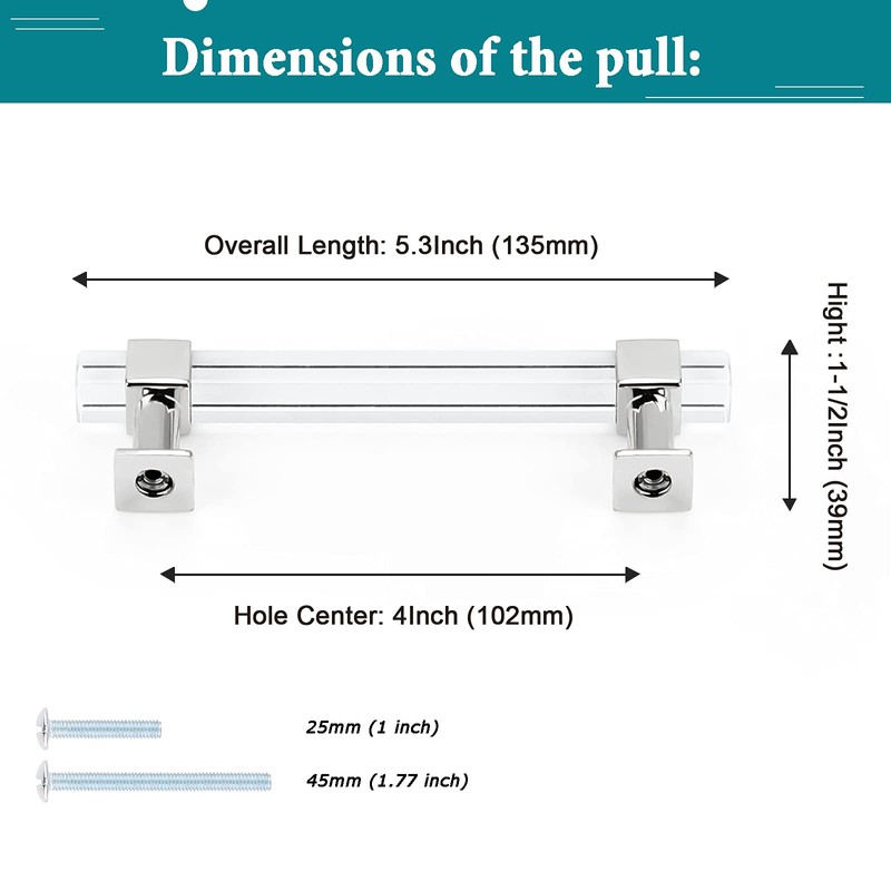 Orger Acrylic Cabinet Handles 5 Pack Modern Cabinet Hardware Drawer