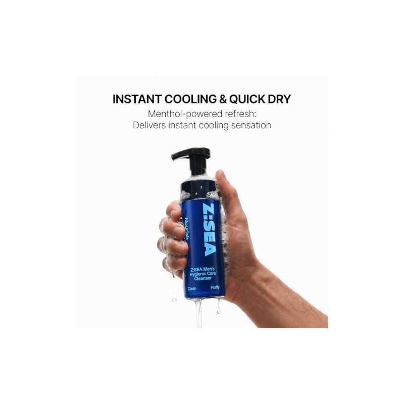 Z:SEA Men's Foaming Intimate Wash, pH Balanced and Odor Control,