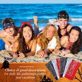 100 Pack Bandanas Unisex Paisley Bandanas Bulk Multi Purpose Cowboy Head Wrap Necktie Face Cover Party Supplies, 21.26 inches (Stylish, White, Black, Navy Blue, Red)