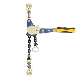 DYNAMI Ratcheting Chain Binder 5/16-3/8in,Load 6600 lbs Alloy Steel Heavy Duty Tie Down Ratchet Load Binder,Double Gear Ratchet Design,for Flatbed Truck Trailer (Yellow, 5/16-3/8in 6600 lbs)