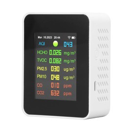 9 in 1 Indoor Air Quality Meter with Color LCD Screen, 2000mAh WiFi AQI Tester for PM2.5, PM10, HCHO, Organic Pollutants, CO, CO2, Temperature, Humidity