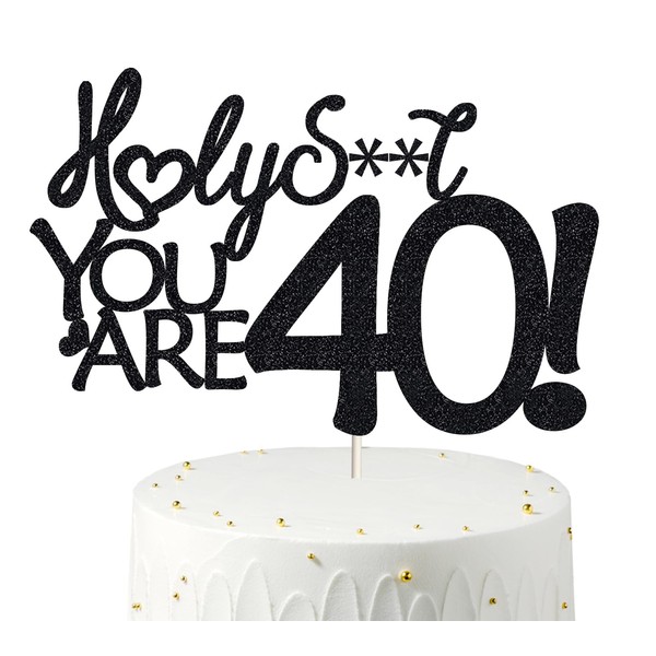 40 decoraciones para tartas de cumpleaños, purpurina negra, divertida decoración para tartas de 40 años para hombres, 40 decoraciones para tartas para mujeres, decoraciones de 40 cumpleaños, decoración para tartas de 40 cumpleaños