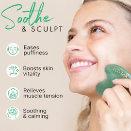 BEAUTY BY EARTH Jade Gua Sha Facial Tool - Face Massager for Skin Tightening and Facial Massage Sculpting Tool for Jaw, Perfect as Skin Care Gifts for Women, Mom, & Teens