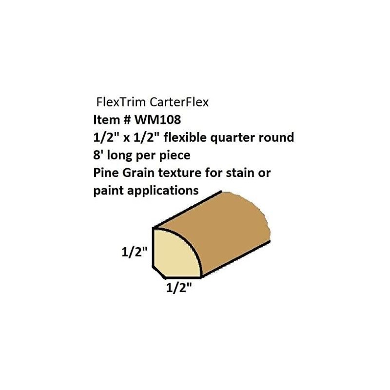 FLEXTRIM #WM108: 1/2" x 1/2" Flexible Quarter Round - 8'