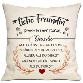 Bommex Du mutiger bist als du glaubst Cushion Covers for Friends Women Girls Inspirational Gift for Dear Boyfriend Birthday Graduation (Girlfriend)