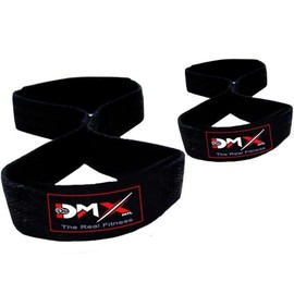 DMX INTL Figure 8 Lifting Straps Premium Quality Neoprene Padded Wrist Support Bar Strap Ideal for Deadlifting, Squat, Heavy Weightlifting, Shrugs (Black)