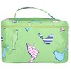 101 BEACH Fashion Print Soft Case Cosmetic Bag (Green Birds)