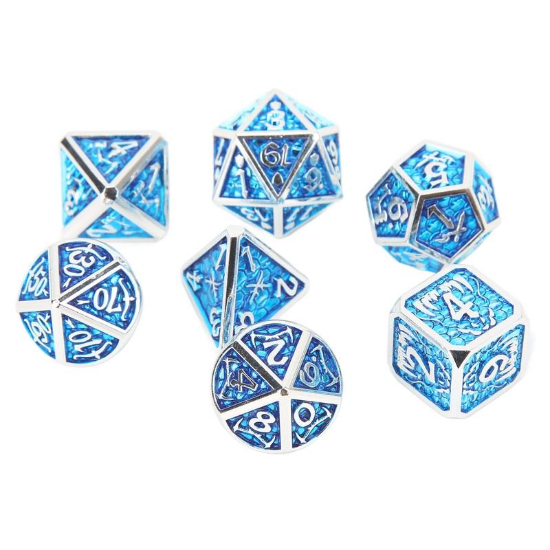 7pcs Polyhedral Dice Set Portable Exquisite Funny Metal Dice Table