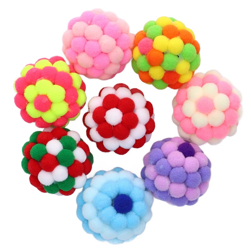 8pcs Cat Ball Toys Elastic Soft Colorful Interactive Chasing Chewing