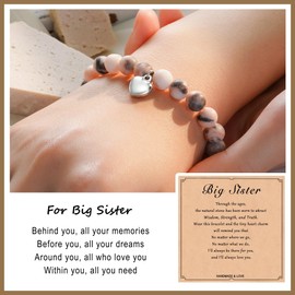 POWWA Big Sister Gift, Sister Birthday Gifts for Sisters from Sister Bracelet Big Sister Gifts for Little Girls