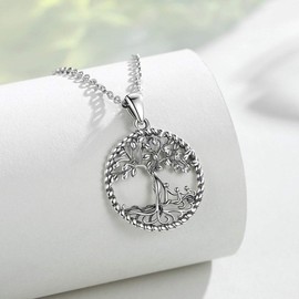 AEONSLOVE Tree of Life Necklace 925 Silver for Women Tree of Life Necklace for Mother Mum Daughter Jewellery Birthday Gift for Mum Grandma, Sterling Silver