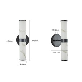 TREATLIFE HOME Resin Imitation Marble Texture Wall Light Set of 2, Black Iron Frame, Elegant Indoor Lighting for Hallways, Bathrooms, and Bedrooms