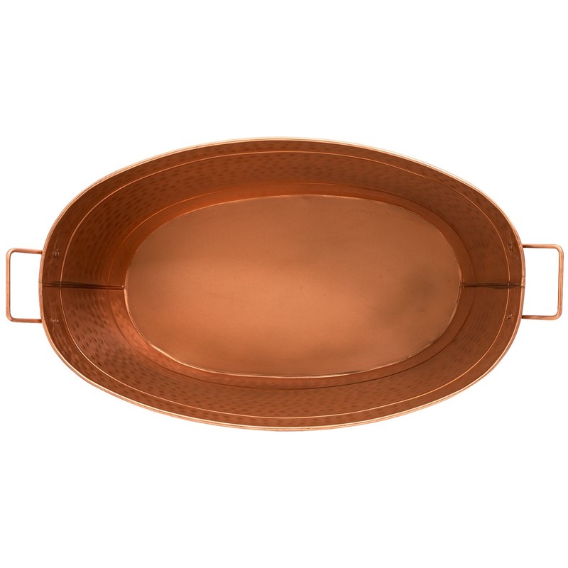 Achla Designs Oval Hammered Copper Plated Galvanized Tub