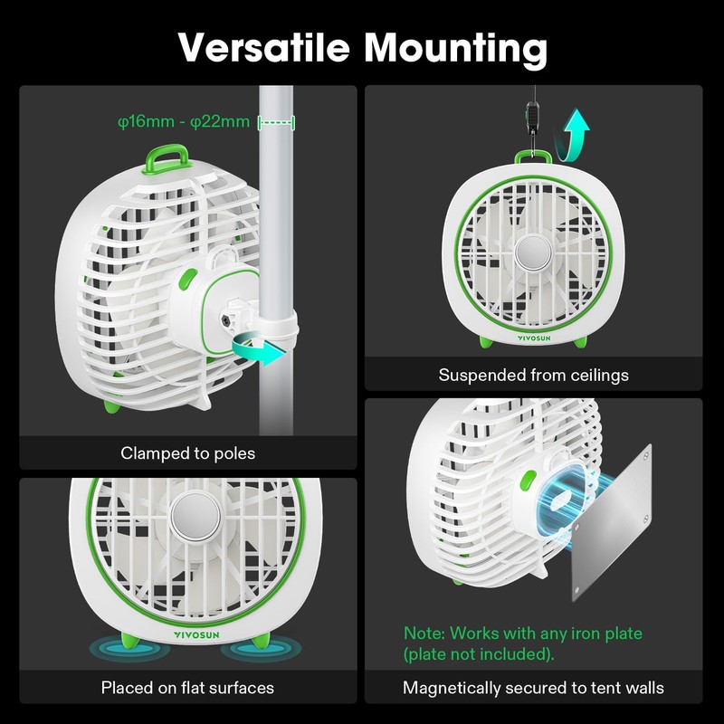 VIVOSUN AeroWave D4, 4” Grow Tent Clip Fan with Detachable