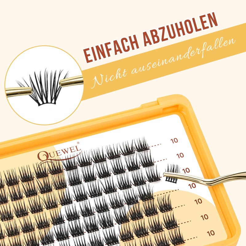 QUEWEL Pack of 84 Eyelash Clusters, Mix 10-16 mm Lash