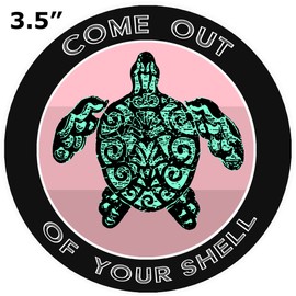 Athena Brands Pink Turtle Come Out of Your Shell - Car Truck Window Bumper Sticker Decal - Black