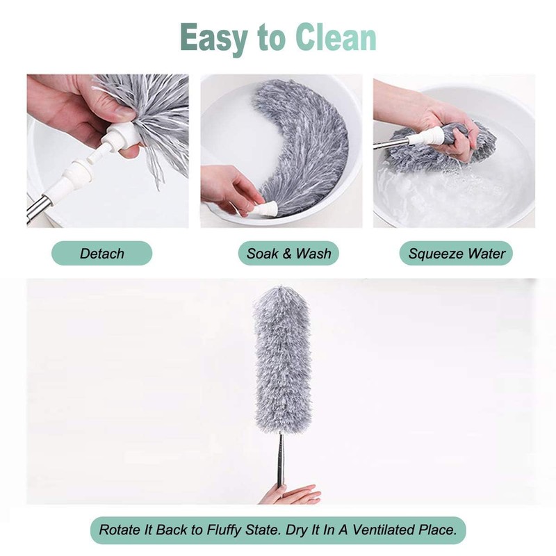 OFFCUP Feather Duster, Extendable Microfiber Duster with 96" Stainless Steel