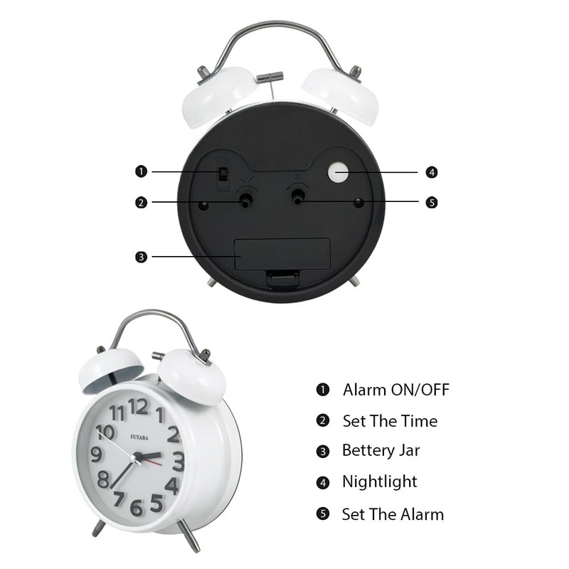Loud Alarm Twin Bell Alarm Clock – for Heavy Sleepers,