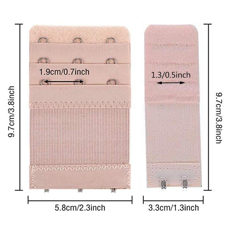 Baring Women's 6 Pack Bra Extensions, Elastic Extenders 3 Rows