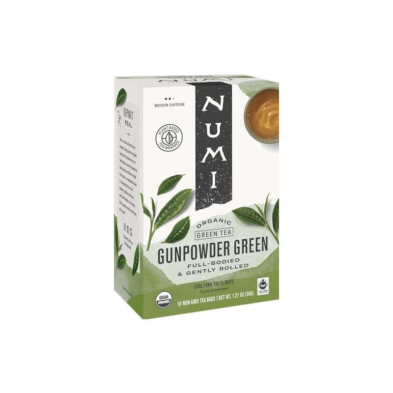Numi 10109 Organic Tea Pearls, Gunpowder Green, 18 Teabags/Box