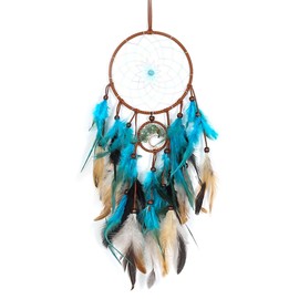 Dream Catcher, Blue Tree of Life with Feathers Dreamcatcher Wall Decor Indians Traditional Circular Net Hanging Decor for Home, Bedroom(Blue)