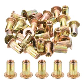 sourcing map 30Pcs Rivet Nuts Flat Head, M3-0.5 Carbon Steel Threaded Insert Nuts Knurled Body