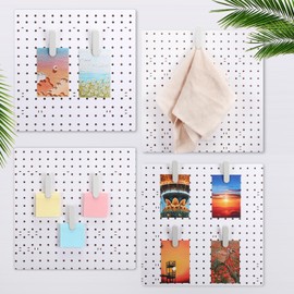 CroBlissful 20 Pcs Pegboard Accessories Clips Pegboard Clips Metal Accessories Hook Attachment Peg Board Clip for Crafts Kitchen Bathroom Room Office Wall Organize Storage Display (White)