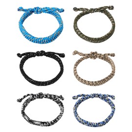 Mikovivi Pack of 6 Friendship Bracelets Paracord, Multicoloured Adjustable Braided Friendship Bracelets for Men, Small Gifts for Teenagers, Paracord Bracelets for Outdoor, Camping, Climbing