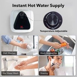 Electric on Demand 120V US Hot Water Heaters 10L Safty Plug Point of Use Boiler Wash Under Sink on with Digital Temperature Control Smart Control