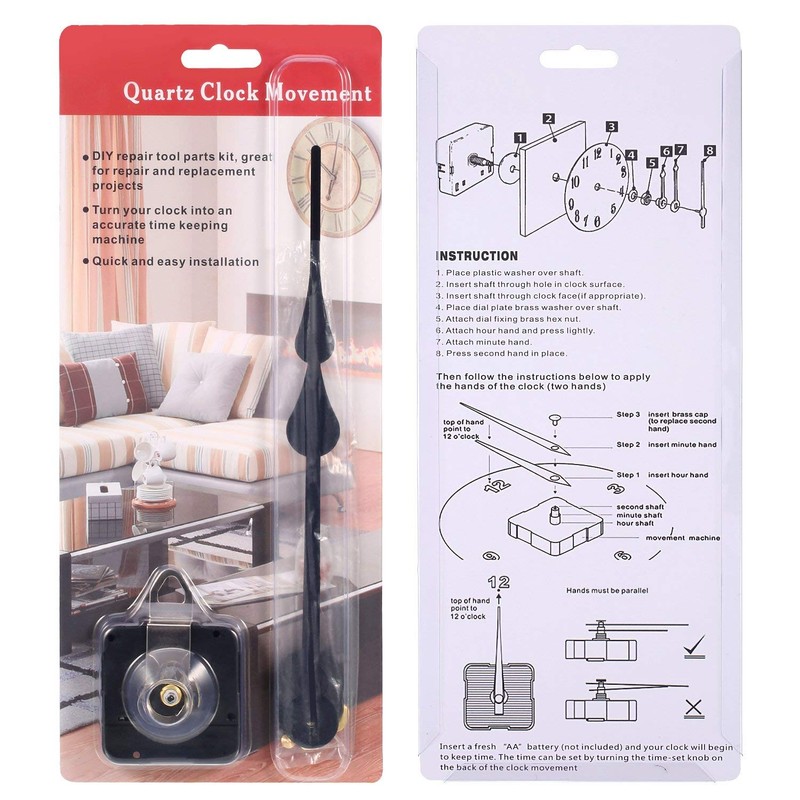 High Torque Clock Movement Replacement Mechanism with Clock Hands to