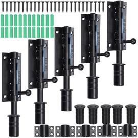 Tandefio 5 Pack 6.3 Inch Slide Bolt Gate Latch with Padlock Hole 304 Stainless Steel Barrel Bolt Latch Heavy Duty Door Security Lock Thickened Door Latch Hardware for Barn Fence Shed Yard Door Latch