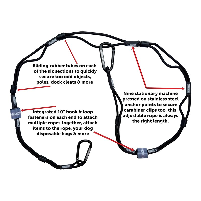 Black Everything Rope 5 Ft Adjustable Bungee Cord with Hooks