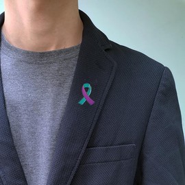 50pcs Suicide Prevention Awareness Ribbon Pin Purple & Teal Awareness Enamel Lapel Pin (50)