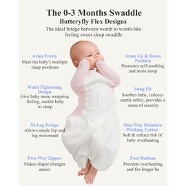 KIDIRA KIDIRA Swaddle for Newborns, Pink Baby Swaddles 0-3 Months 5-13lb, Arms Up Swaddle 0-3 Months Newborn with Moisture-Wicking Fabric, Promotes Healthy Hip Development, 2-Way Zipper & Foot Buttons, 1Pack