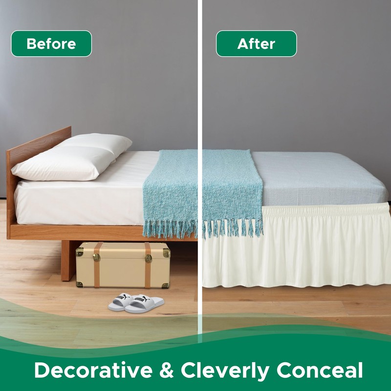 Biscaynebay Wrap Around Bed Skirts for Queen Beds with Short