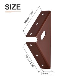 DTGN 86mm x 86mm Angle Corner Bracket - 2Pack - Good for Furniture - Cold Rolled Steel Braces Joining Support with Screws - Brown