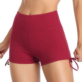 VUTRU Women's Swimming Shorts Short High Waist Swimming Trunks Quick Drying Swimming Shorts Yoga Pants Yoga Leggings, red