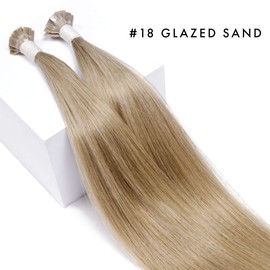 U Tip Hair Extensions by Everlong, Remy Human Hair, Fusion Glue Adhesive Method, Keratin 56 gram Bundles, 16" #18 Glazed Sand