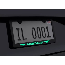Gearhead Frames Glowing Mustang with Logos Stainless Steel License Plate Frame Bracket
