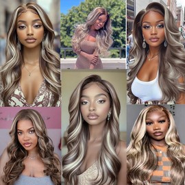 QEUOPE Ombre Brown Kinkycurly Bundles Human Hair P4613 Highlight Honey Blonde Deep Curly Wet and Waye Bundles 20 22 24 inch Double Weft Brazilian Hair Extensions Silky and Soft