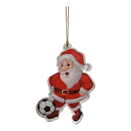 Pack of 6x Christmas Tree Santa Plays Football Bauble Ornaments 70mm | Complete with Hanging Cord | Bulk Buy Combo Deal | Made from 6mm Thick Printed Acrylic | Full Colour Double Sided Print