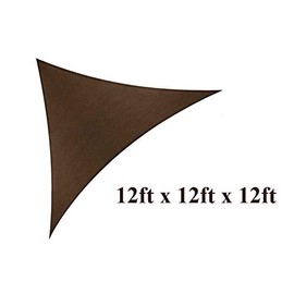 BELLRINO DECOR " Thick and Strong Sun Shade Sail Triangle 12 x 12 x 12 FT, Brown